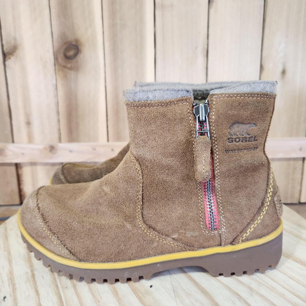 Sorel Meadow Zip Snow Boots Womens 7 Brown Suede Ankle Waterproof Winter